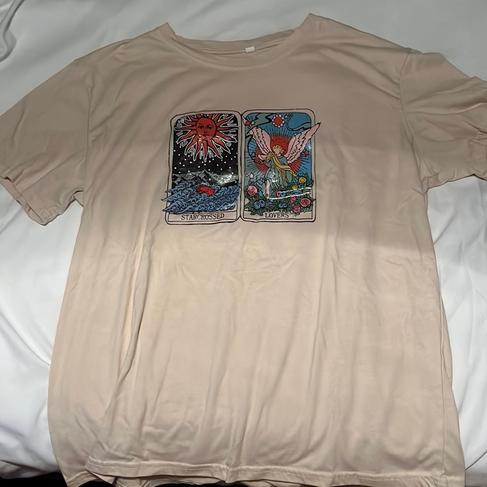Tan starcrossed lovers graphic t-shirt